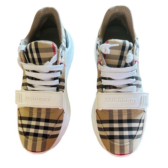 Burberry - Check and Leather Sneakers - Size 41 - Picture 9 of 12